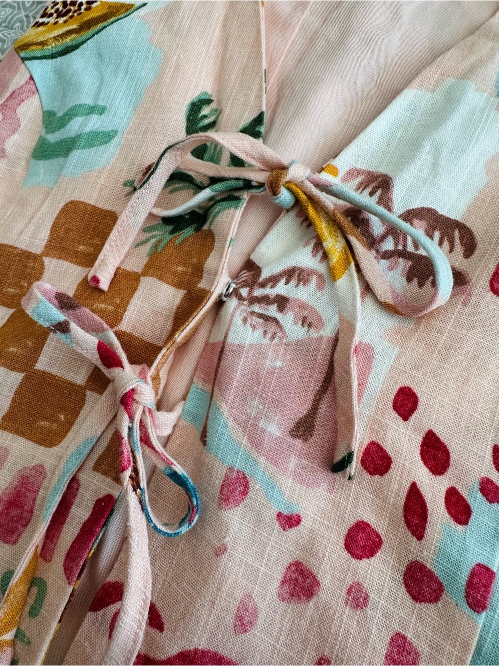 Paper Heart Pink Multi Fruit-Print Tie-Front Tank Top - Picture 4 of 10